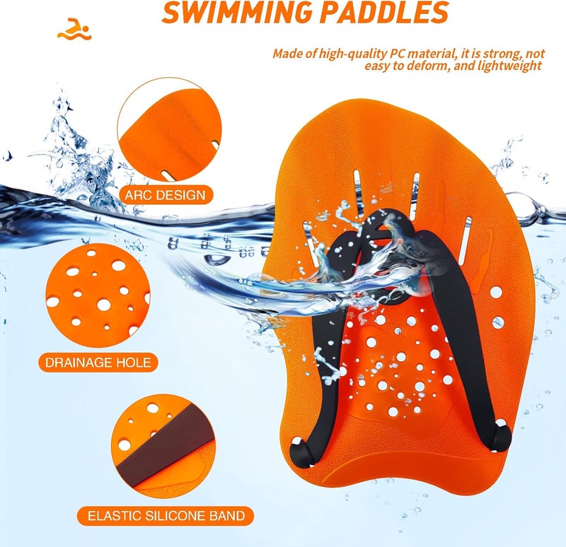 Grstltd Swimming Paddles for Hands, Swimming Training Hand Paddles with Adjustable Straps, Swim Paddles for Adult Children Unisex Professional Swimming Accessories - 1 Pair - Image 3